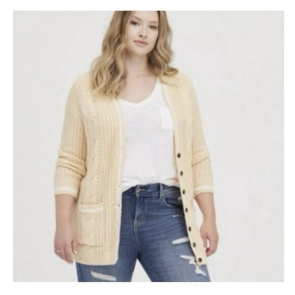 Torrid Cable Knit Tunic Boyfriend Button Up Cardigan Pocket Sweater Plus Size 3X - Picture 2 of 10